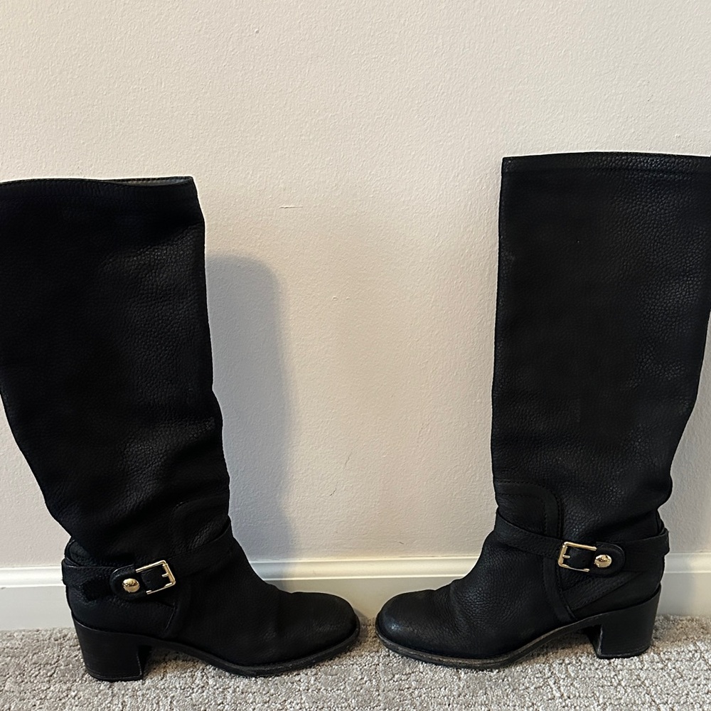 Louis Vuitton Black Heeled Boots with Buckle